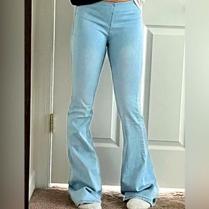 Small Bell Bottom Blue Jeans with Elastic Waist